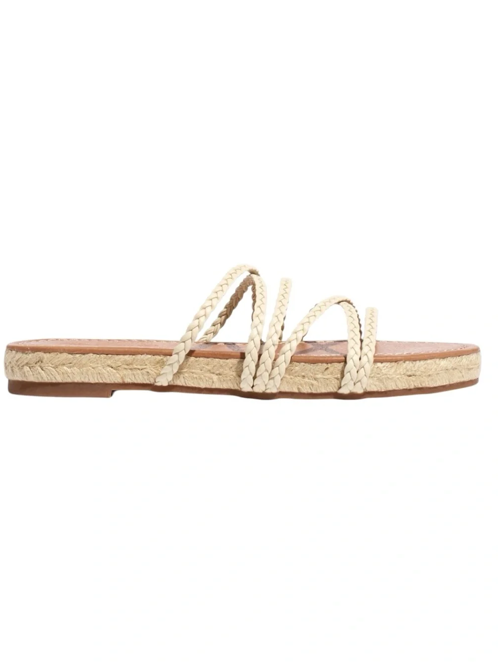 NWT Madewell Kathryn Espadrille Slide Sandal Alabaster Leather Braided Flat 9.5